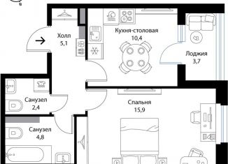 Продажа однокомнатной квартиры, 40.5 м2, Ленинградская область