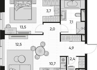 Продажа 2-комнатной квартиры, 56.8 м2, Москва, метро Дмитровская