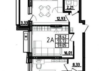 Продается 2-ком. квартира, 59.1 м2, Пенза, Октябрьский район