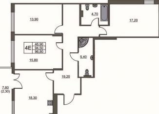 Продажа трехкомнатной квартиры, 96.8 м2, Санкт-Петербург, проспект Патриотов, 33, муниципальный округ Южно-Приморский