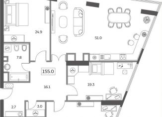 Продаю 4-ком. квартиру, 156.4 м2, Москва, Мытная улица, 40к1, ЖК Скай Хаус