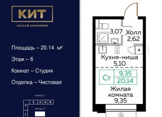 Продам квартиру студию, 20.1 м2, Мытищи, Новомытищинский проспект, 4А, ЖК Кит