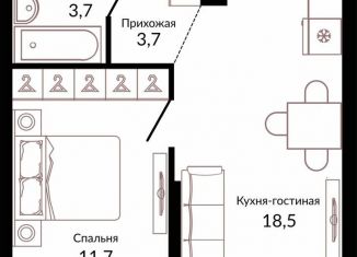 Продам 1-ком. квартиру, 40.2 м2, Краснодар, ЖК Отражение