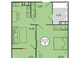 Продам 1-комнатную квартиру, 43.7 м2, Краснодарский край