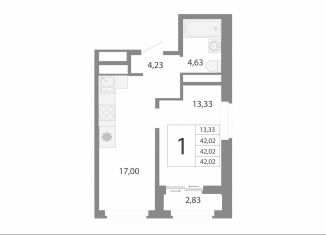 Продаю двухкомнатную квартиру, 42 м2, Екатеринбург, метро Проспект Космонавтов