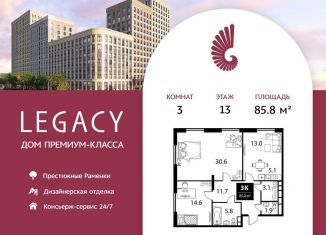 Продаю 3-комнатную квартиру, 85.8 м2, Москва