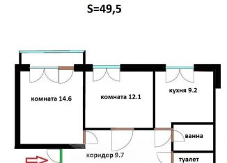 Продаю 2-ком. квартиру, 49.5 м2, Ленинградская область, Песочная улица, 40