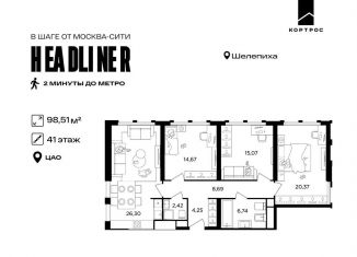 Продается 4-комнатная квартира, 98.5 м2, Москва