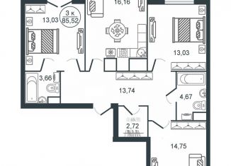 Продам 3-комнатную квартиру, 85.5 м2, Тверь, Московский район