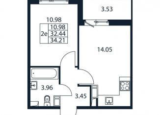 Продажа 1-ком. квартиры, 36 м2, Мурино