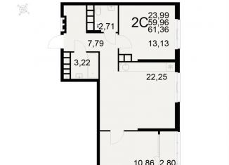 2-ком. квартира на продажу, 61.4 м2, Рязань