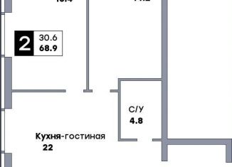 Продаю двухкомнатную квартиру, 68.9 м2, Самара, Октябрьский район