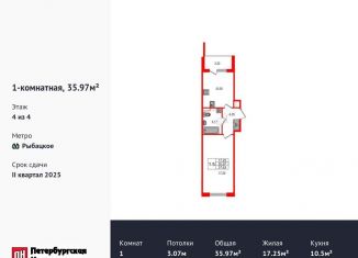 Продам 1-комнатную квартиру, 36 м2, Санкт-Петербург