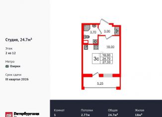 Квартира на продажу студия, 24.7 м2, Санкт-Петербург, метро Парнас