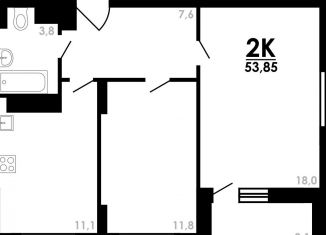 Продается 2-ком. квартира, 53.9 м2, Нижний Новгород