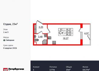 Продается квартира студия, 25 м2, Санкт-Петербург, Московский район