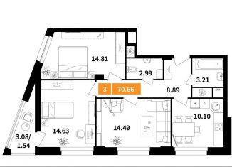 Продам трехкомнатную квартиру, 70.7 м2, Химки