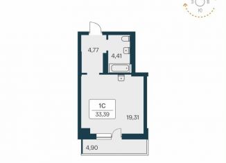 Квартира на продажу студия, 33.3 м2, Новосибирск, улица Зорге, 229/1, метро Площадь Маркса