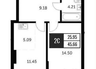 Продается 2-ком. квартира, 45.7 м2, Новосибирск, ЖК Академия, улица Шевченко, 19/1к3