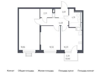 Продается двухкомнатная квартира, 54 м2, село Ям, жилой комплекс Прибрежный Парк, 9.1