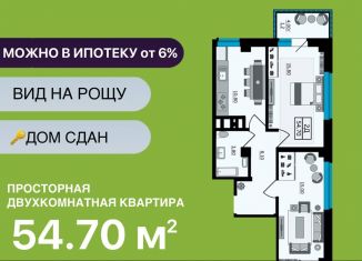 Продажа двухкомнатной квартиры, 54.7 м2, Ростов-на-Дону, Раздорская улица, 2А, ЖК Грин Парк