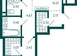 Продажа квартиры со свободной планировкой, 63.3 м2, Уфа