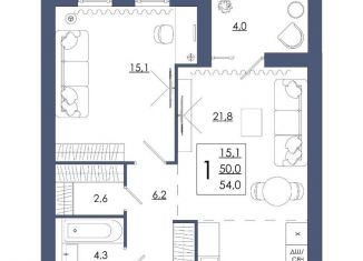 1-ком. квартира на продажу, 54 м2, Смоленск