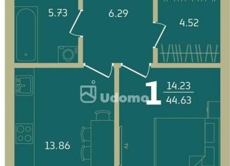 Продажа однокомнатной квартиры, 44.6 м2, Уфа