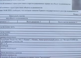 Продается участок, 5 сот., Казань, Авиастроительный район, садоводческое некоммерческое товарищество Ветеран КАПО имени С.П. Горбунова, 150