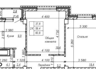 2-комнатная квартира на продажу, 60.8 м2, Новосибирск, улица Зорге, 277