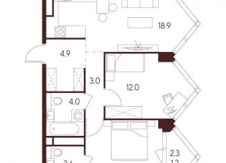 Продается трехкомнатная квартира, 58.6 м2, Москва, станция Зорге