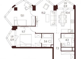 Продам трехкомнатную квартиру, 65.6 м2, Москва, станция Зорге