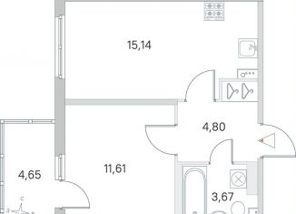 Продаю 1-ком. квартиру, 36.6 м2, посёлок Стрельна, ЖК Любоград