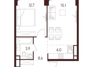 Продам двухкомнатную квартиру, 44.3 м2, Москва, станция Зорге