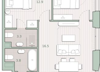 2-ком. квартира на продажу, 58 м2, Москва, метро Озёрная