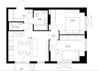 Продам 2-ком. квартиру, 54 м2, Москва, станция Щербинка