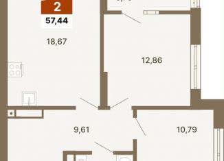 2-ком. квартира на продажу, 57.4 м2, Екатеринбург, Верх-Исетский район