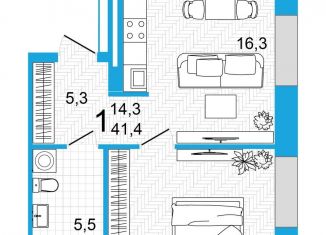 Продается 1-ком. квартира, 41.4 м2, Уфа, улица Аксакова, 18, ЖК Империал