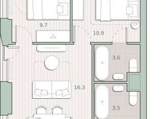 Продажа 2-комнатной квартиры, 53.9 м2, Москва, метро Озёрная