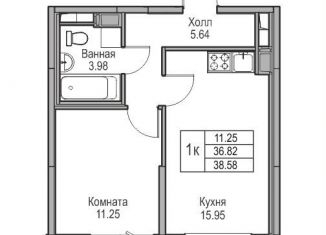 1-ком. квартира на продажу, 36.8 м2, Санкт-Петербург, Ивинская улица, 1к3, муниципальный округ Лахта-Ольгино