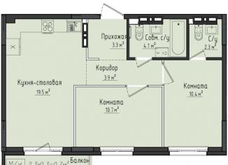 Продается 2-комнатная квартира, 54.2 м2, Удмуртия, жилой комплекс Город Оружейников, 20