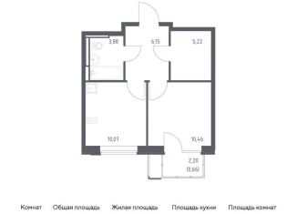 Продаю 1-комнатную квартиру, 36.4 м2, село Ям, жилой комплекс Прибрежный Парк, 10.2, ЖК Прибрежный Парк