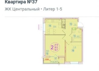 Продается двухкомнатная квартира, 52.7 м2, Астрахань, улица Ахшарумова, 25, ЖК Центральный