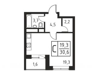 Продажа однокомнатной квартиры, 30.6 м2, Люберцы, Хлебозаводской проезд, 1А, ЖК Карамельный