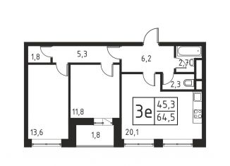 Продам 3-ком. квартиру, 64.5 м2, Люберцы, Хлебозаводской проезд, 1А, ЖК Карамельный