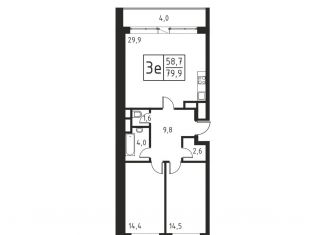 3-ком. квартира на продажу, 79.9 м2, Люберцы, Хлебозаводской проезд, 1А, ЖК Карамельный