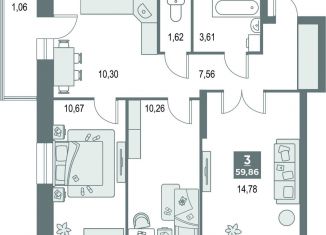 Продаю 3-комнатную квартиру, 59.9 м2, Киров, Ленинский район, улица Рудницкого, 14