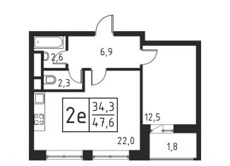 Продам 2-комнатную квартиру, 47.6 м2, Люберцы, Хлебозаводской проезд, 1А, ЖК Карамельный