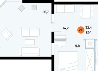 Продаю 1-ком. квартиру, 59.1 м2, Крым