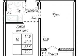 Продаю квартиру свободная планировка, 32.6 м2, Алтайский край